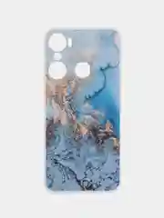 Голубой силиконовый чехол на Infinix Hot 12 Pro / Инфиникс Хот 12 Про с рисунком, защита камеры