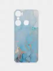 Светло-синий силиконовый чехол на Infinix Hot 12 Pro / Инфиникс Хот 12 Про с рисунком, защита камеры