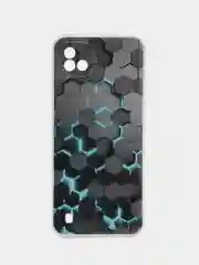 Бирюзовый силиконовый чехол на Oppo Realme C11 2021 / Реалми С11 2021 с рисунком, защита камеры