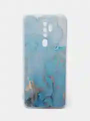 Светло-синий силиконовый чехол на Oppo A5 2020/Оппо A5/A9 2020, прозрачный, с рисунком, защита камеры
