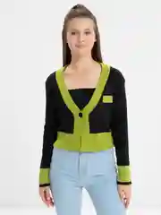 Лайм вязаный короткий женский кардиган