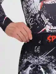 Черный мужской спортивный костюм 3 в 1: рашгард, тайтсы и шорты