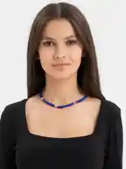 Синий ожерелье-колье женское, украшение на шею, бусы