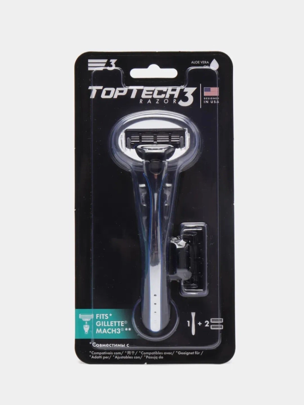 Мужская бритва TopTech Razor3, сменные кассеты, совместимы с GILLEТТE Mach3, Mach3 Turbo