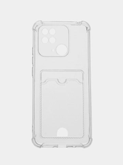Чехол прозрачный для Xiaomi Redmi 9A, 9C, 10C, 12C, 11A с визитницей карманом для карт