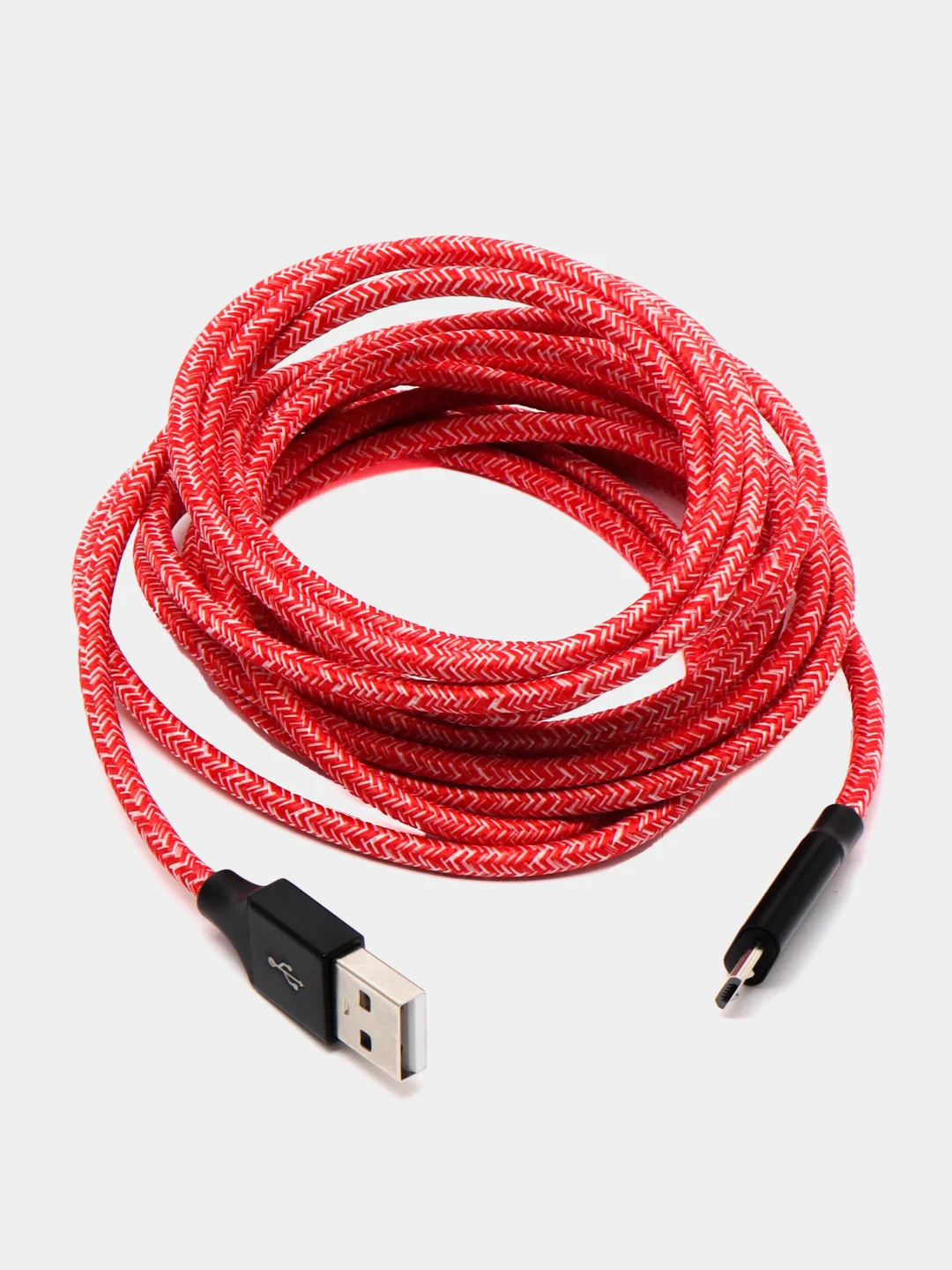 Красный кабель для зарядки Type-C, Lightning, Micro USB