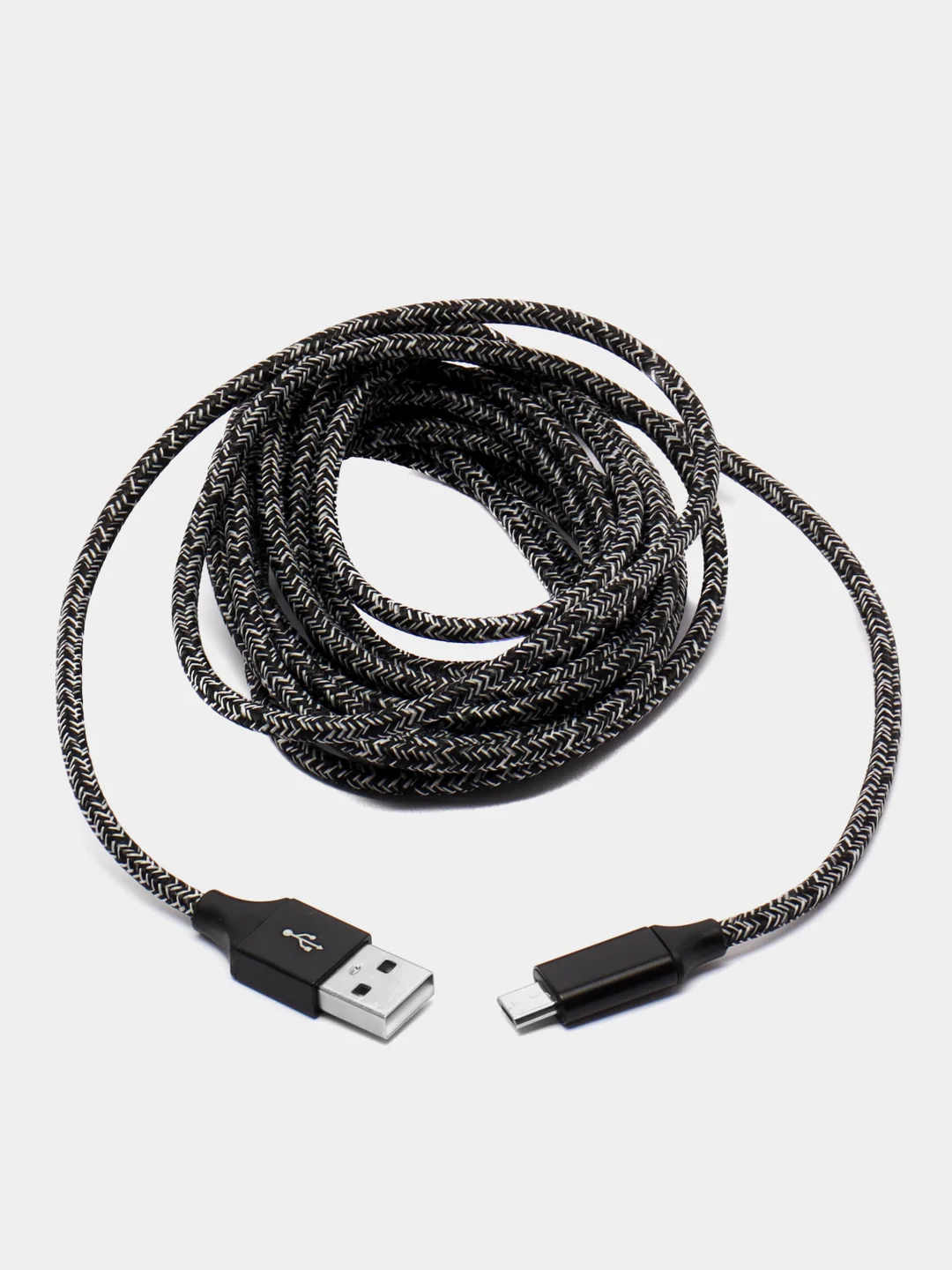 Черный кабель для зарядки Type-C, Lightning, Micro USB