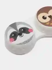 Белый контейнер для линз "Енот и сова"