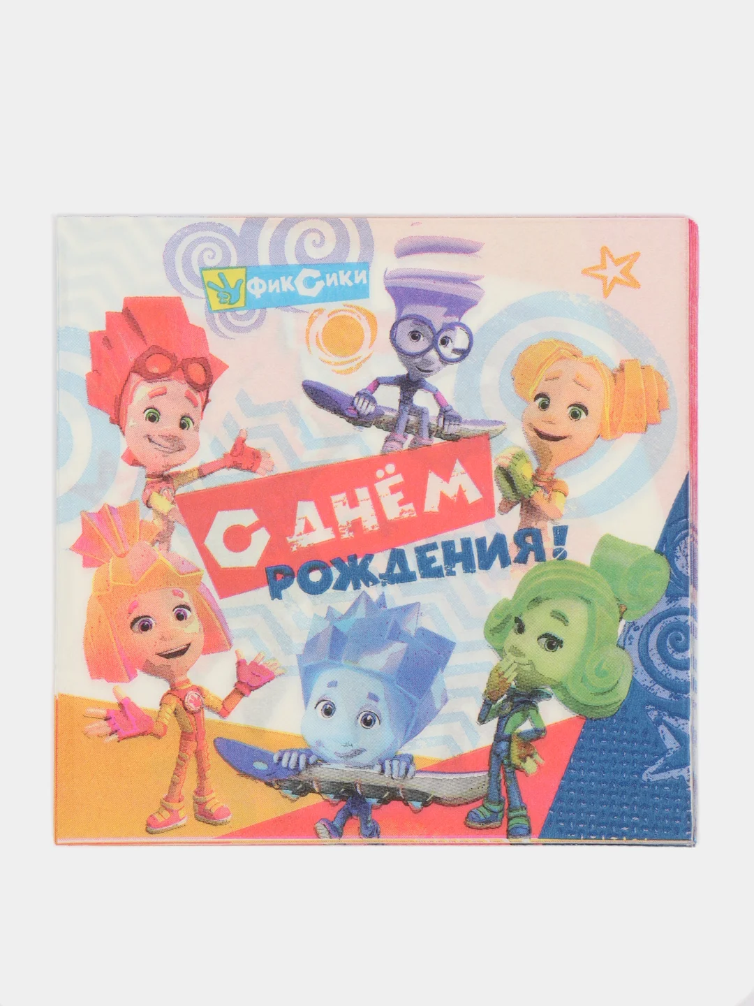 Салатовый одноразовая посуда и воздушные шары "Фиксики" тарелки,стаканы, колпаки, скатерть, салфетки