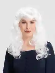 Белый парик карнавальный длинный кудрявый