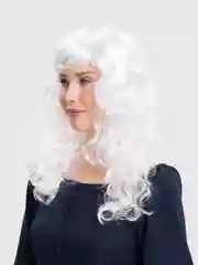 Белый парик карнавальный длинный кудрявый