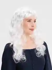 Белый парик карнавальный длинный кудрявый