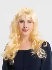 Бежевый парик карнавальный длинный кудрявый