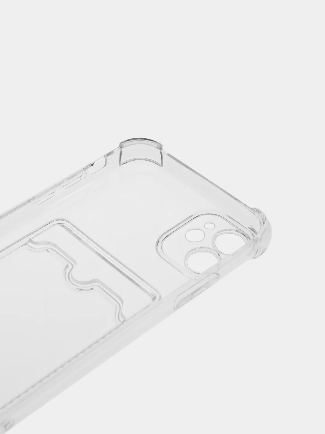 Голубой чехол для iPhone 11/12/13/14/Pro/Max/XR/7/8 прозрачный с отделом-карманом отсеком для карт