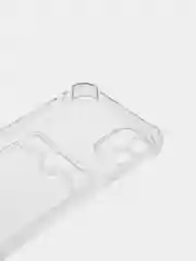 Голубой чехол для iPhone 11/12/13/14/Pro/Max/XR/7/8 прозрачный с отделом-карманом отсеком для карт