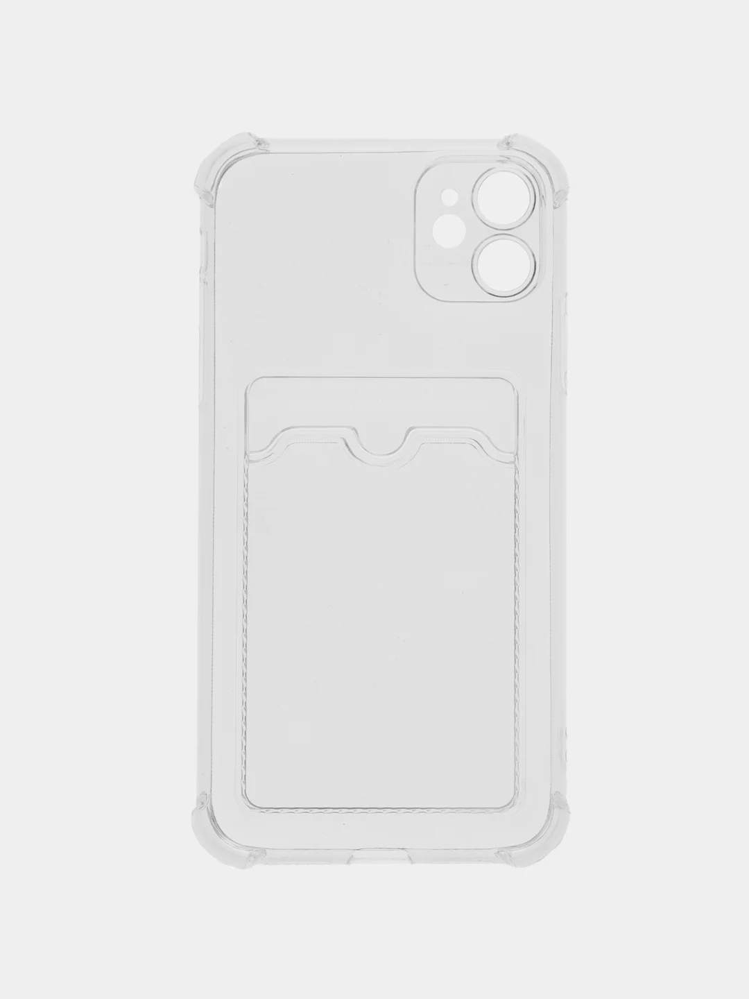 Голубой чехол для iPhone 11/12/13/14/Pro/Max/XR/7/8 прозрачный с отделом-карманом отсеком для карт