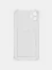 Голубой чехол для iPhone 11/12/13/14/Pro/Max/XR/7/8 прозрачный с отделом-карманом отсеком для карт