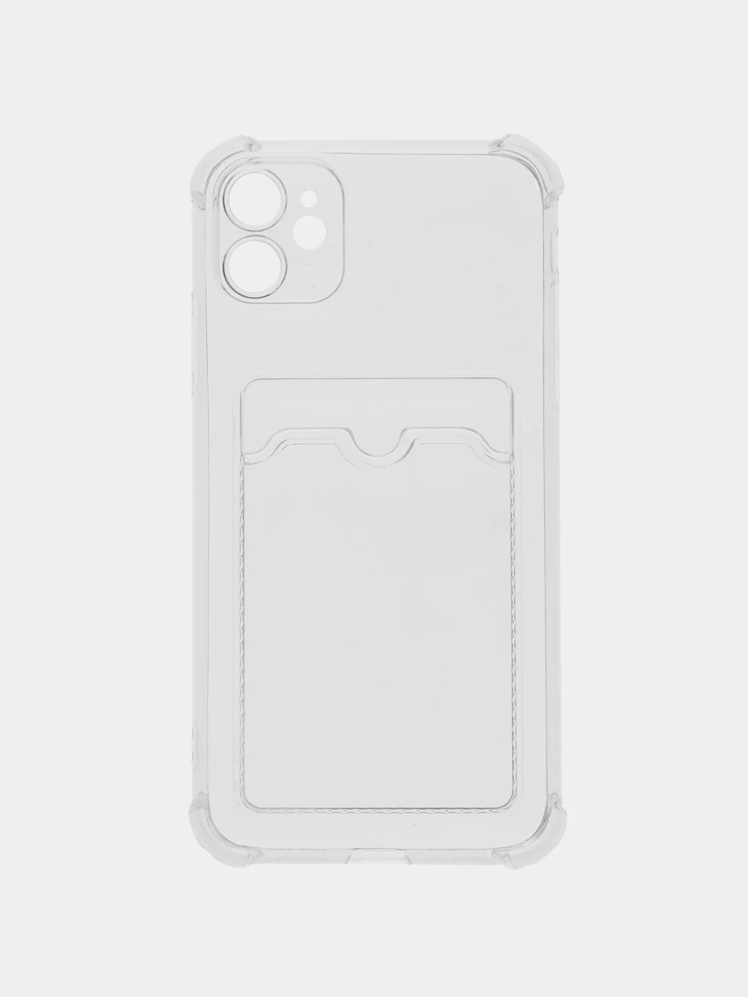 Голубой чехол для iPhone 11/12/13/14/Pro/Max/XR/7/8 прозрачный с отделом-карманом отсеком для карт