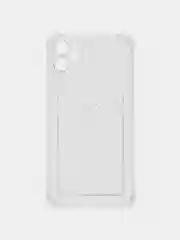 Голубой чехол для iPhone 11/12/13/14/Pro/Max/XR/7/8 прозрачный с отделом-карманом отсеком для карт