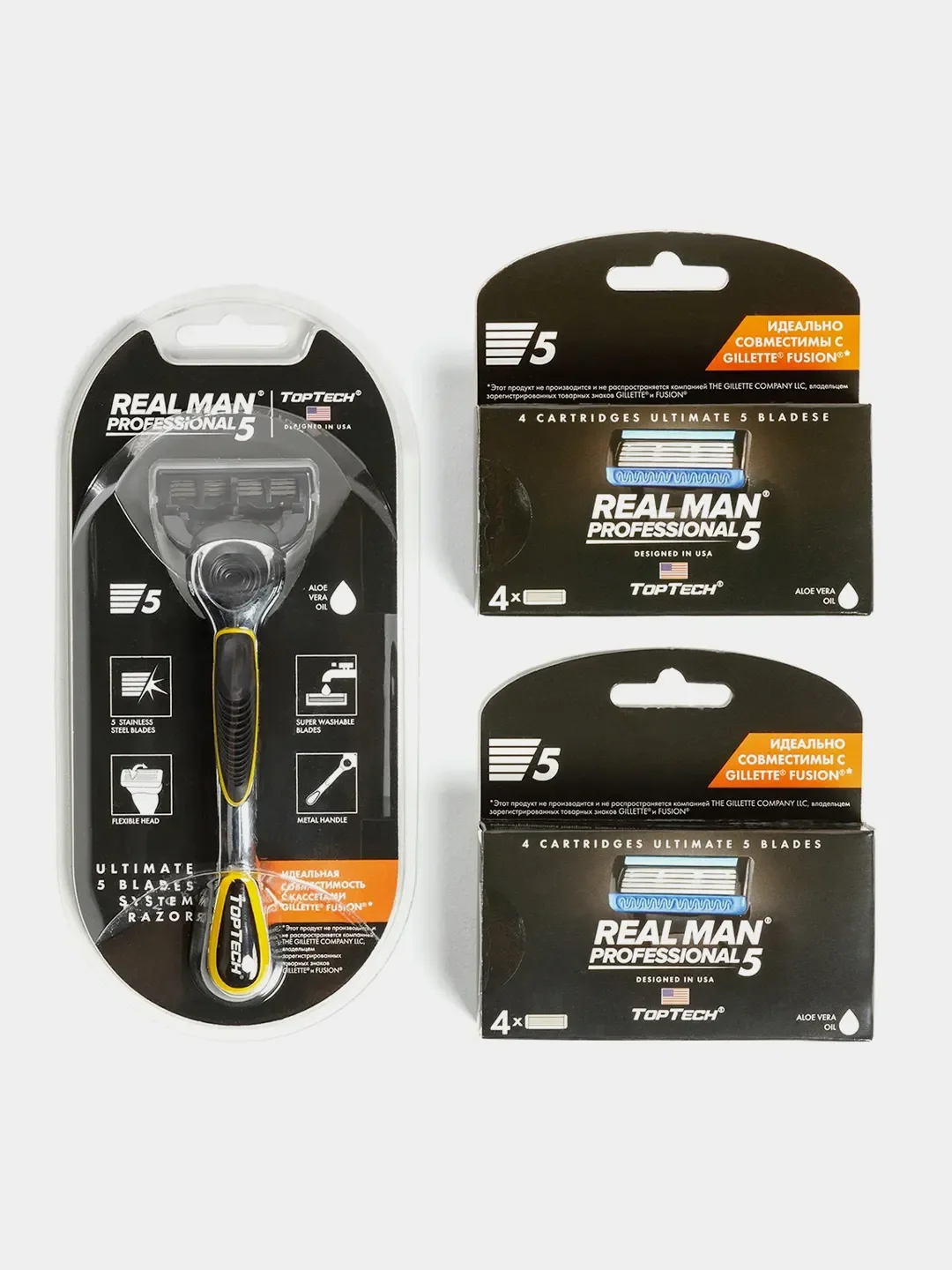 Бритва TopTech Razor5 и сменные кассеты, совместимы с Gillette Fusion5, Fusion ProGlide