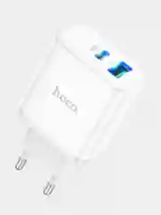 Блок питания 20W для быстрой зарядки QC3.0 Hoco C105A с двумя разъёмами