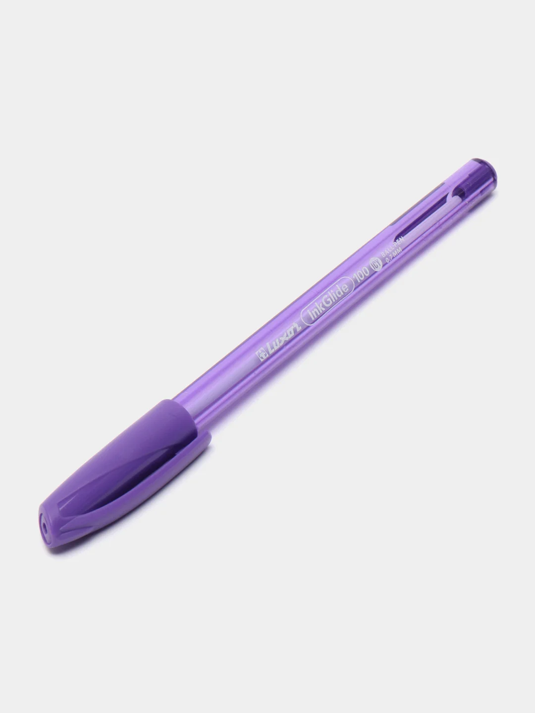 Сиреневый масляная ручка синяя шариковая Luxor InkGlide 100 Icy  0,7 мм трехгранная
