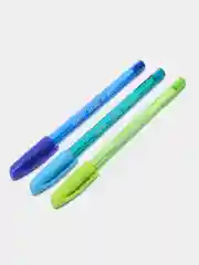 Прозрачный масляная ручка синяя шариковая Luxor InkGlide 100 Icy  0,7 мм трехгранная
