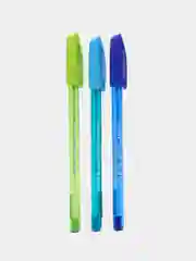Прозрачный масляная ручка синяя шариковая Luxor InkGlide 100 Icy  0,7 мм трехгранная