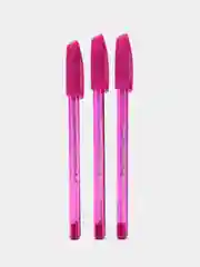 Розовый масляная ручка синяя шариковая Luxor InkGlide 100 Icy  0,7 мм трехгранная