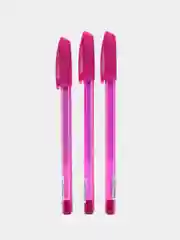 Розовый масляная ручка синяя шариковая Luxor InkGlide 100 Icy  0,7 мм трехгранная