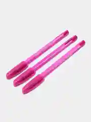 Розовый масляная ручка синяя шариковая Luxor InkGlide 100 Icy  0,7 мм трехгранная