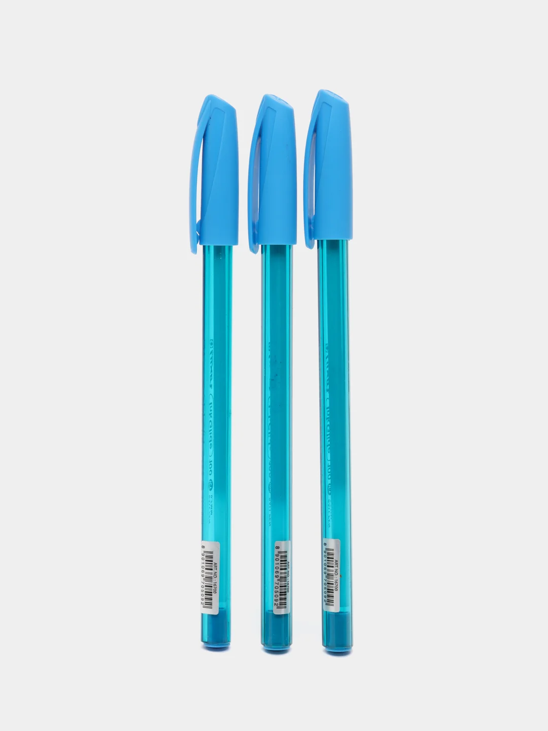 Голубой масляная ручка синяя шариковая Luxor InkGlide 100 Icy  0,7 мм трехгранная