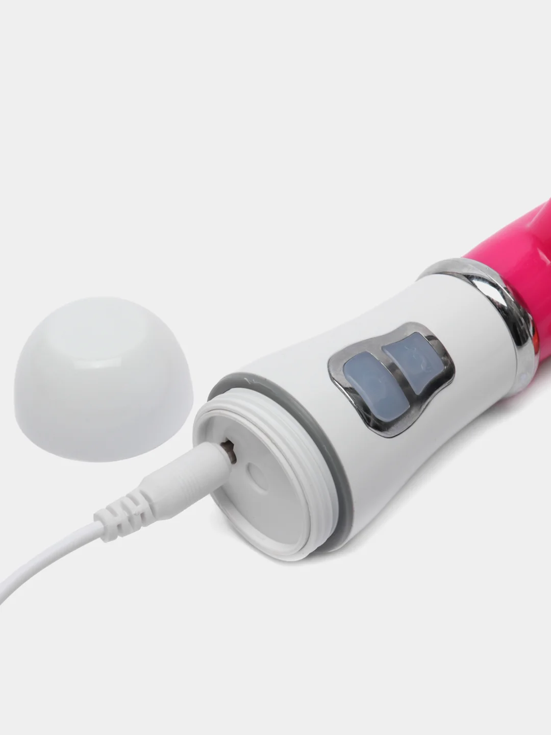 Розовый вибратор двойной "Кролик" для стимуляции точки G и клитора c USB, 2 цвета, 21,2 см
