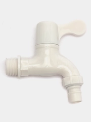 Кран водоразборный, 1/2", 16 мм, пластик, ручка-флаг, со штуцером