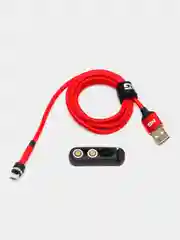 Кабель зарядки магнитный поворотный, c 3 насадками iPhone / Micro USB / Type-C, 1 м, 2.4А