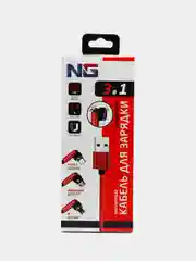 Кабель зарядки магнитный поворотный, c 3 насадками iPhone / Micro USB / Type-C, 1 м, 2.4А