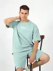 Бирюзовый футболка мужская, оверсайз