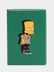 Обложка чехол на паспорт Барт Симпсон, зеленый (Bart Simpson)