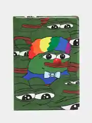 Обложка чехол на паспорт Лягушка Пепе мем (Pepe Frog)