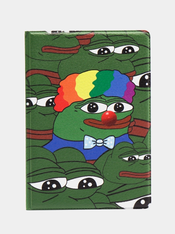 Обложка чехол на паспорт Лягушка Пепе мем (Pepe Frog)