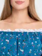 Синий летнее мини платье с открытыми плечами