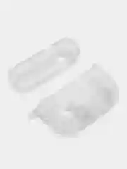 Белый чехол для Apple AirPods Pro 2 силиконовый прозрачный с принтом Nike, Nasa (Найк, Наса))