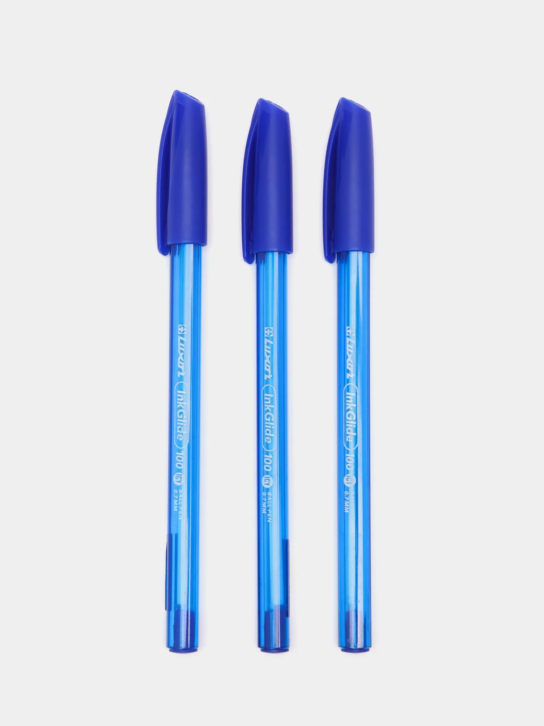 Синий масляная ручка синяя шариковая Luxor InkGlide 100 Icy  0,7 мм трехгранная
