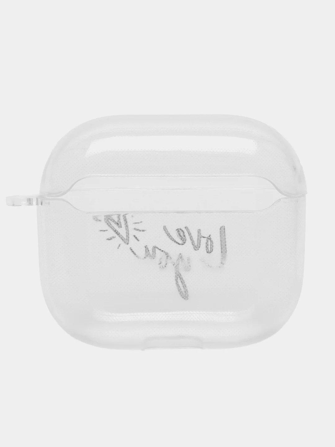 Серебряный чехол для наушников Apple AirPods 3 силиконовый прозрачный принт Nike / Найк