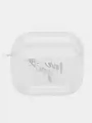 Серебряный чехол для наушников Apple AirPods 3 силиконовый прозрачный принт Nike / Найк