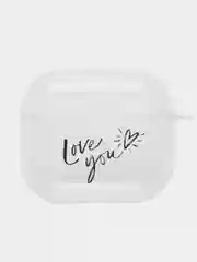 Серебряный чехол для наушников Apple AirPods 3 силиконовый прозрачный принт Nike / Найк