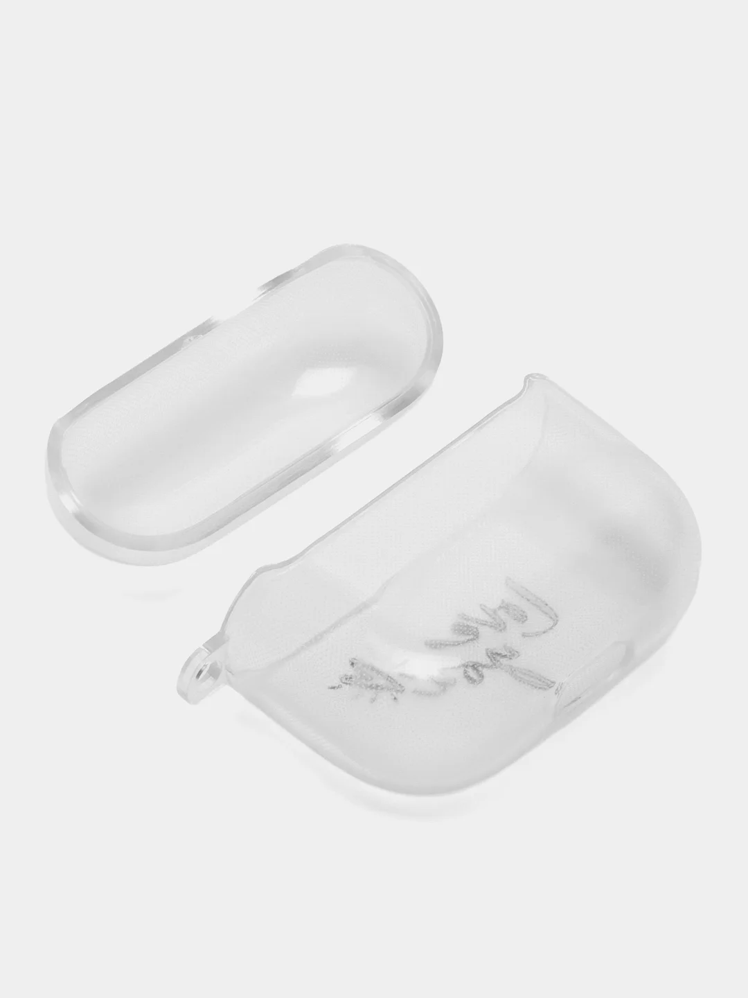 Серебряный чехол для наушников Apple AirPods 3 силиконовый прозрачный принт Nike / Найк