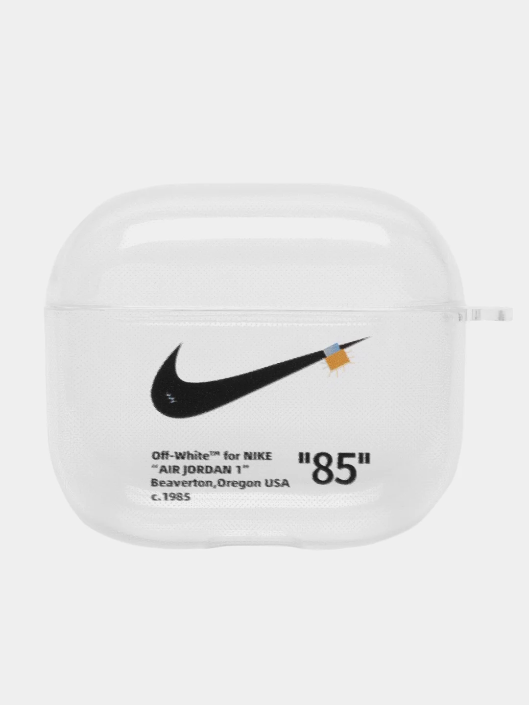 Серый меланж чехол для наушников Apple AirPods 3 силиконовый прозрачный принт Nike / Найк