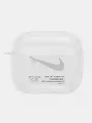 Серый меланж чехол для наушников Apple AirPods 3 силиконовый прозрачный принт Nike / Найк