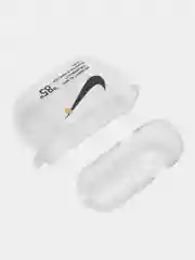 Серый меланж чехол для наушников Apple AirPods 3 силиконовый прозрачный принт Nike / Найк